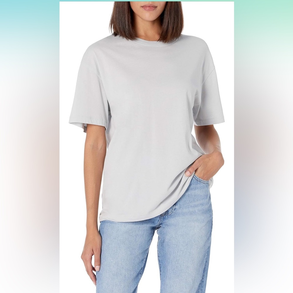 NWT The Drop Women's Lydia Short-Sleeve Loose Drop-Shoulder Jersey T-Shirt